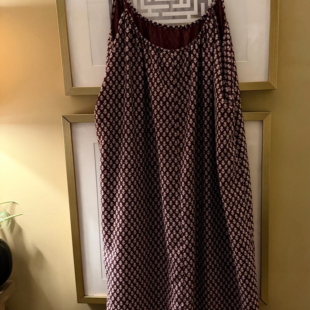 Anthropologie The Odells Burgundy Printed Maxi Dress